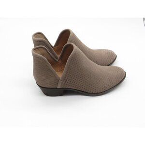Lucky Brand Taupe Perforated Suede Ankle Booties Womens Shoes Size 6 NEW
